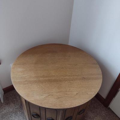 Solid Wood End/Side Table with Storage- Approx 26" in Diameter, 20 1/2" Tall