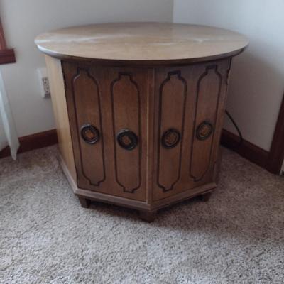 Solid Wood End/Side Table with Storage- Approx 26" in Diameter, 20 1/2" Tall