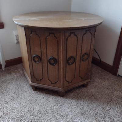 Solid Wood End/Side Table with Storage- Approx 26" in Diameter, 20 1/2" Tall