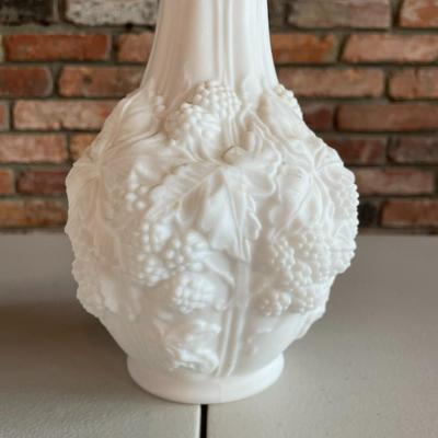 Vintage Milk Glass Vases Doeskin Loganberry Fruits
