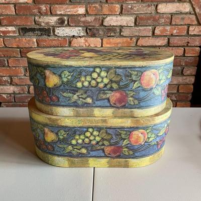 Set of Floral Oval Boxes