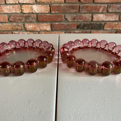 Vintage Pink Bubble Glass Cigar Ashtray by Anchor Hocking Glass Co.