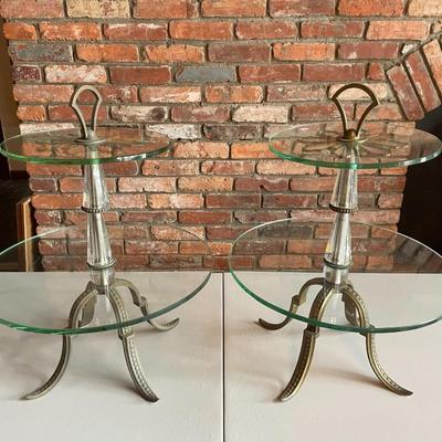 Pair of Two Tier Glass Top End Tables