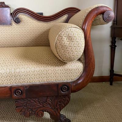 Vintage Classical Carved Mahogany Claw Sofa