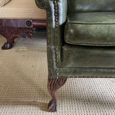 Vintage Green Leather Armchair