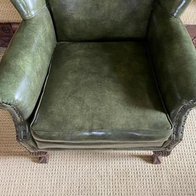 Vintage Green Leather Armchair