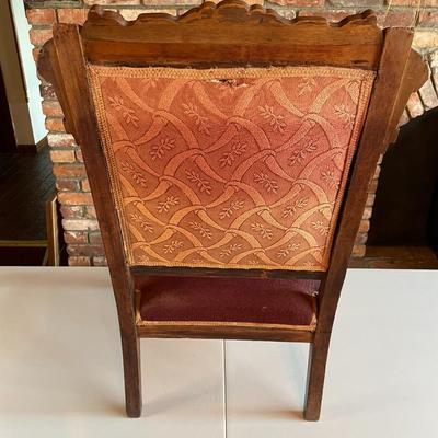 Antique Victorian Renaissance Carved Needlepoint Armchair
