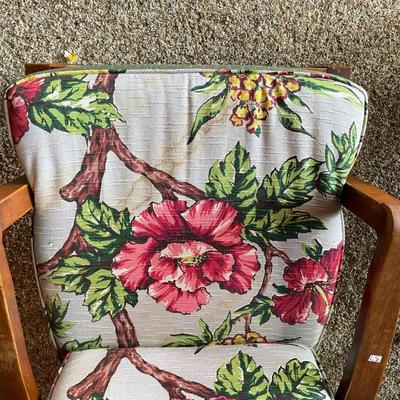 Vintage Arm Chair with Floral Upholstered Cushion