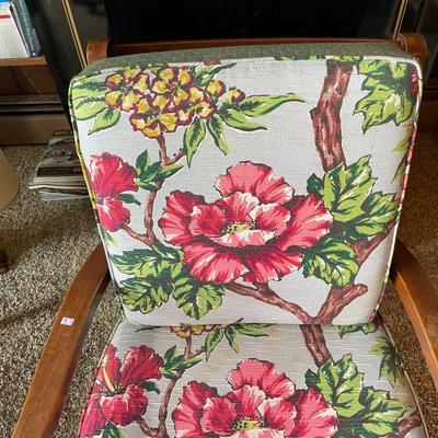 Vintage Arm Chair with Floral Upholstered Cushion
