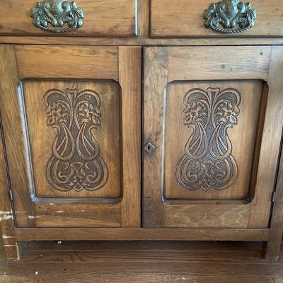 Antique Oak China Cabinet