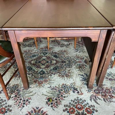 "HABERSHAM PLANTATION CO. TOCCOA, GEORGIA" Antique Dining Table and 6 Needlepoint Chairs
