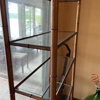 Brushed Brass 5 Tier Glass Shelf