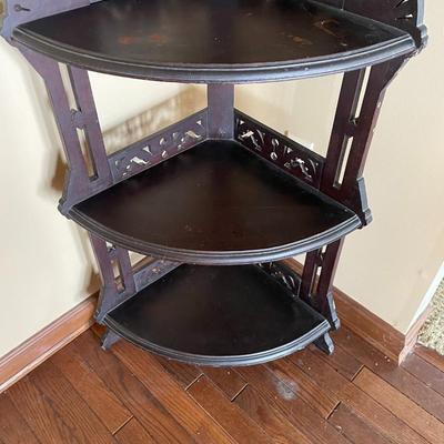 Antique Victorian Solid Wood 5 Tiered Corner Shelf