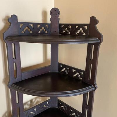 Antique Victorian Solid Wood 5 Tiered Corner Shelf