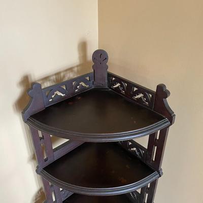 Antique Victorian Solid Wood 5 Tiered Corner Shelf