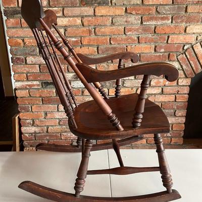 SIKES of Buffalo NY Antique Oak Rocking Chair