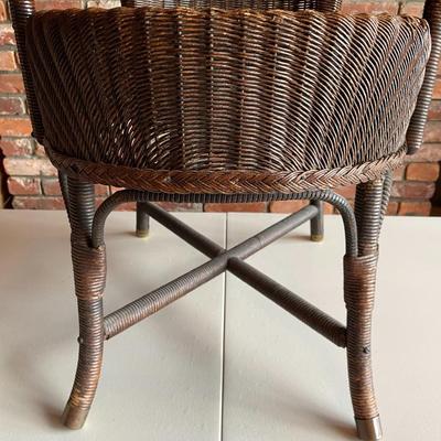 Antique Woven Wicker Accent Chair