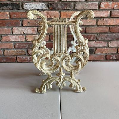 Vintage Cast Iron Lyre/Harp Sheet Music/Paper Holder