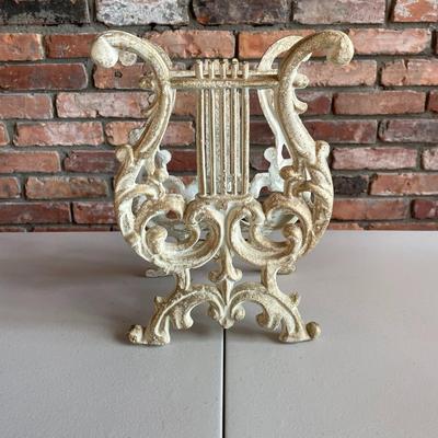 Vintage Cast Iron Lyre/Harp Sheet Music/Paper Holder