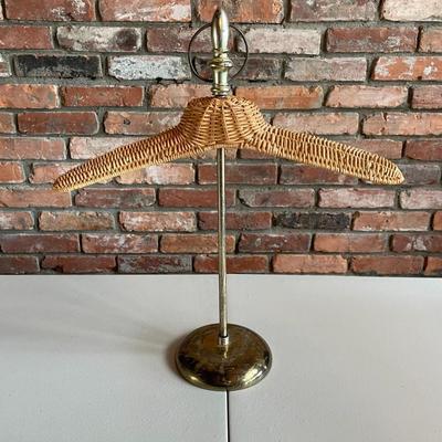 Vintage Wicker Hanger on a Brass Stand