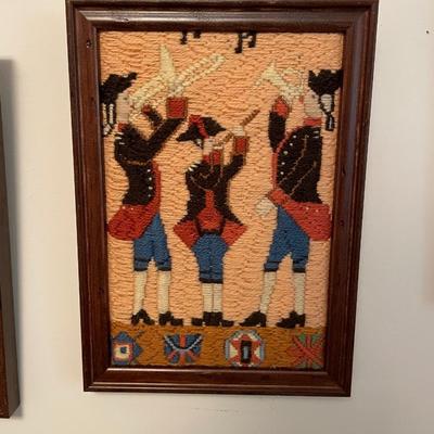 Vintage Embroidered Framed Wall Art