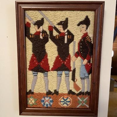 Vintage Embroidered Framed Wall Art