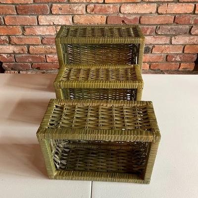 Green Wicker Decorative Storage Boxes