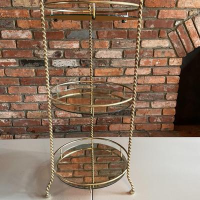 3 Tier Glass Shelf with Gold Tone Frame