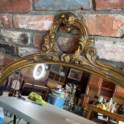 Carved Gold Gilt Wood Framed Wall Mount Oval Mirror