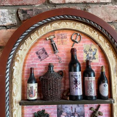 Vintage Wine Bottle Shadow Box Display