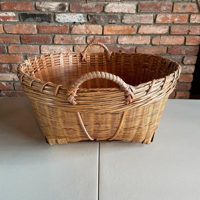 Vintage Wicker and Rattan Harvest basket with Handles.