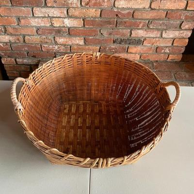 Vintage Wicker and Rattan Harvest basket with Handles.