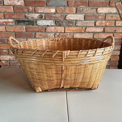 Vintage Wicker and Rattan Harvest basket with Handles.