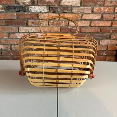 Vintage Japanese Bamboo Accordion Bag Purse