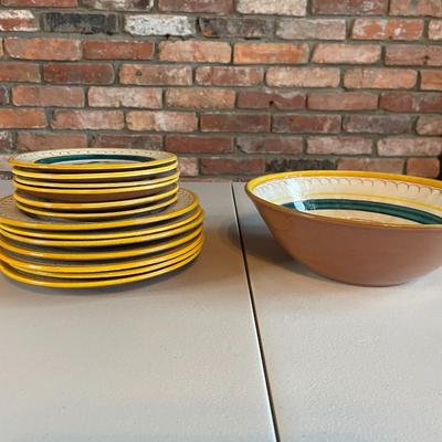Mid-Century Stangl Pottery Fruit Painted Plate and Bowl Set