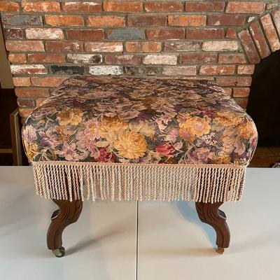 Victorian Floral Upholstered Footstool