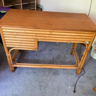Vintage Bamboo Desk with 3 Drawers
