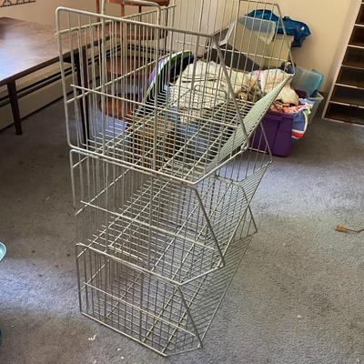 Vintage Metal Stacked Display / Storage Shelf Basket