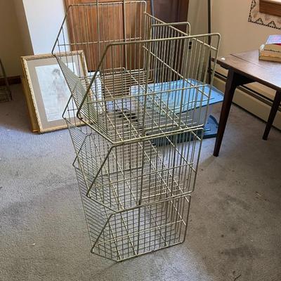 Vintage Metal Stacked Display / Storage Shelf Basket