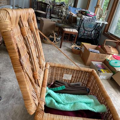 Vintage Wicker Rattan Storage Basket.