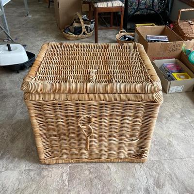 Vintage Wicker Rattan Storage Basket.