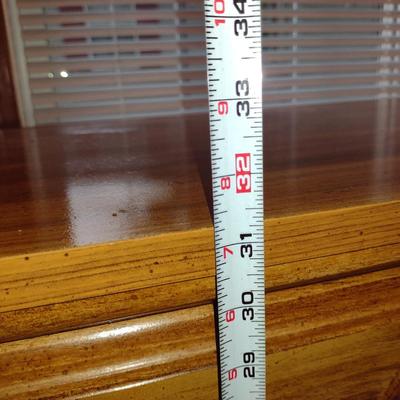 Wood Finish Three Drawer Dresser- Approx 30" x 17" x 31 1 /4" Tall (Choice A- Office)