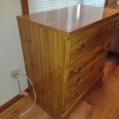 Wood Finish Three Drawer Dresser- Approx 30" x 17" x 31 1 /4" Tall (Choice A- Office)