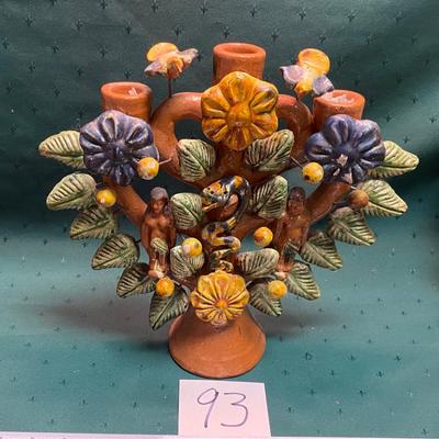 Vintage Mexican Folk Art Pottery Tree of Life