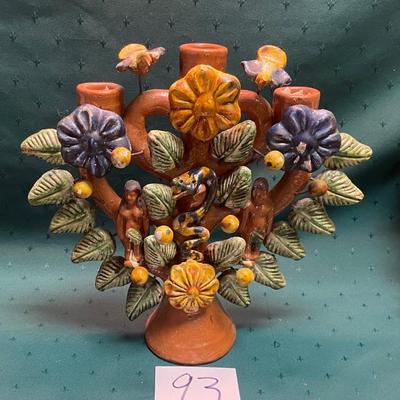 Vintage Mexican Folk Art Pottery Tree of Life