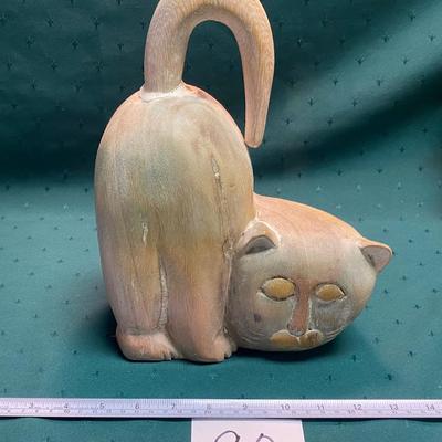 Solid Wood Folk Art Cat