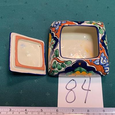 Vintage Painted Mexican Terracotta Box