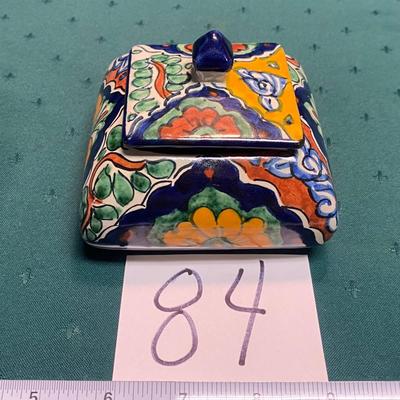 Vintage Painted Mexican Terracotta Box