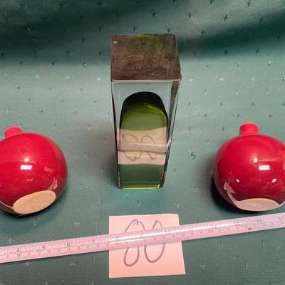 Vintage Green Block Vase and More