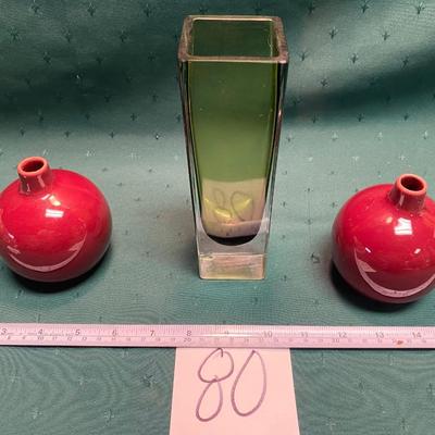 Vintage Green Block Vase and More
